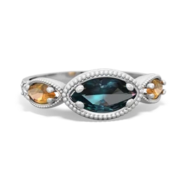 Alexandrite Milgrain Marquise 14K White Gold ring R5700