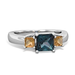 Alexandrite Three Stone Trellis 14K White Gold ring R4015