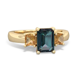 Alexandrite Three Stone Emerald-Cut Trellis 14K Yellow Gold ring R4021