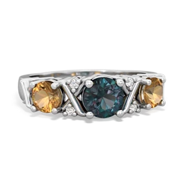 Alexandrite Hugs And Kisses 14K White Gold ring R5016