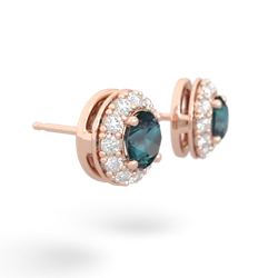 Alexandrite Diamond Halo 14K Rose Gold earrings E5370