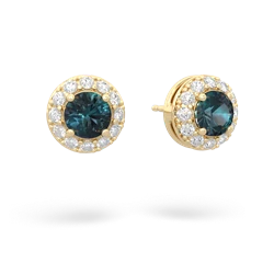 Alexandrite Diamond Halo 14K Yellow Gold earrings E5370