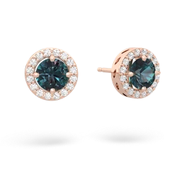 Alexandrite Halo 14K Rose Gold earrings E5320