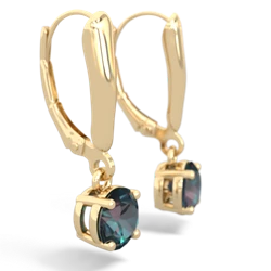 Alexandrite 6Mm  Round Lever Back 14K Yellow Gold earrings E2786