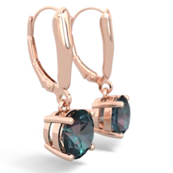 Alexandrite 8Mm Round Lever Back 14K Rose Gold earrings E2788