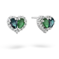 Alexandrite Halo 14K White Gold earrings E7008