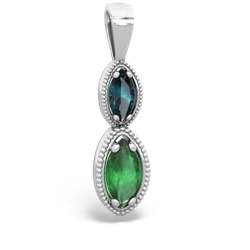 Alexandrite Antique-Style Halo 14K White Gold pendant P5700