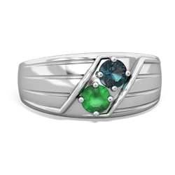 Alexandrite Men's Streamline 14K White Gold ring R0460