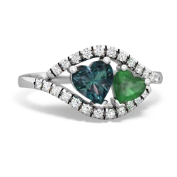 Alexandrite Mother And Child 14K White Gold ring R3010