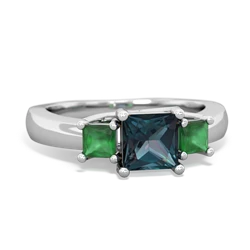 Alexandrite Three Stone Trellis 14K White Gold ring R4015