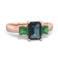 Alexandrite Three Stone Emerald-Cut Trellis 14K Rose Gold ring R4021