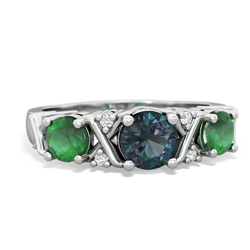 Alexandrite Hugs And Kisses 14K White Gold ring R5016