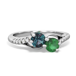 Alexandrite Infinity Pave Two Stone 14K White Gold ring R5285