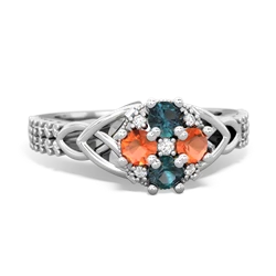 Alexandrite Celtic Knot Cluster Engagement 14K White Gold ring R26443RD