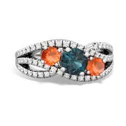 Alexandrite Three Stone Aurora 14K White Gold ring R3080