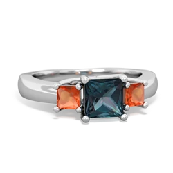 Alexandrite Three Stone Trellis 14K White Gold ring R4015