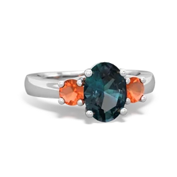 Alexandrite Three Stone Oval Trellis 14K White Gold ring R4024