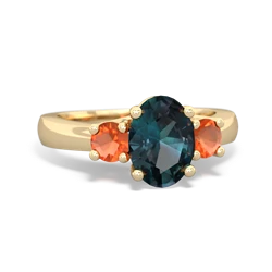 Alexandrite Three Stone Oval Trellis 14K Yellow Gold ring R4024