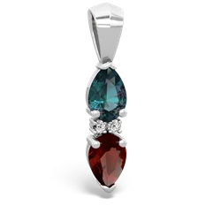 Alexandrite Bowtie Drop 14K White Gold pendant P0865