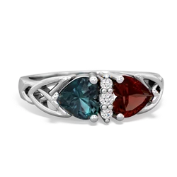 Alexandrite Celtic Knot Double Heart 14K White Gold ring R5040