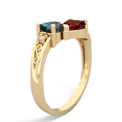 Alexandrite Snuggling Hearts 14K Yellow Gold ring R2178