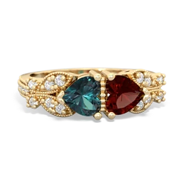 Alexandrite Diamond Butterflies 14K Yellow Gold ring R5601