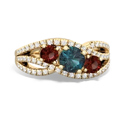 Alexandrite Three Stone Aurora 14K Yellow Gold ring R3080