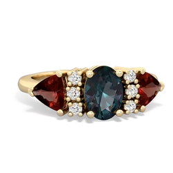 Alexandrite Antique Style Three Stone 14K Yellow Gold ring R2186