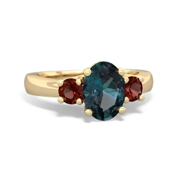 Alexandrite Three Stone Oval Trellis 14K Yellow Gold ring R4024