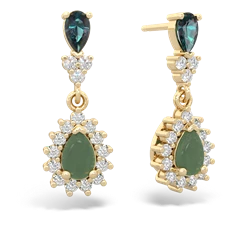 Alexandrite Halo Pear Dangle 14K Yellow Gold earrings E1882