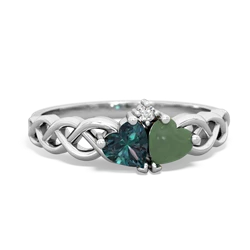 Alexandrite Heart To Heart Braid 14K White Gold ring R5870