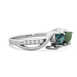 Alexandrite Side By Side 14K White Gold ring R3090