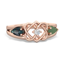 Alexandrite Hearts Intertwined 14K Rose Gold ring R5880