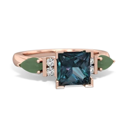 Alexandrite 6Mm Princess Eternal Embrace Engagement 14K Rose Gold ring C2002