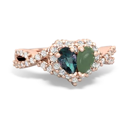 Alexandrite Diamond Twist 'One Heart' 14K Rose Gold ring R2640HRT