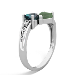 Alexandrite Snuggling Hearts 14K White Gold ring R2178