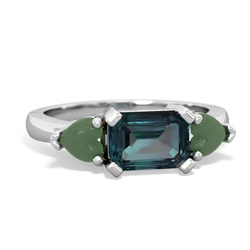 Alexandrite Three Stone 14K White Gold ring R5235