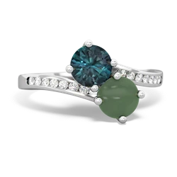 Alexandrite Channel Set Two Stone 14K White Gold ring R5303