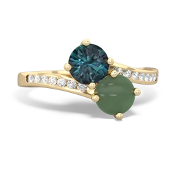 Alexandrite Channel Set Two Stone 14K Yellow Gold ring R5303