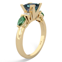 Alexandrite 6Mm Princess Eternal Embrace Engagement 14K Yellow Gold ring C2002