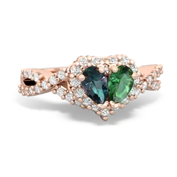 Alexandrite Diamond Twist 'One Heart' 14K Rose Gold ring R2640HRT