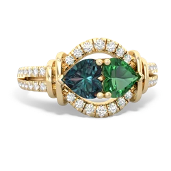 Alexandrite Art-Deco Keepsake 14K Yellow Gold ring R5630