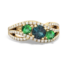 Alexandrite Three Stone Aurora 14K Yellow Gold ring R3080