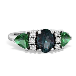 Alexandrite Antique Style Three Stone 14K White Gold ring R2186