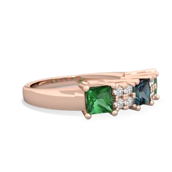 Alexandrite Three Stone Diamond Cluster 14K Rose Gold ring R2592