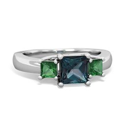 Alexandrite Three Stone Trellis 14K White Gold ring R4015