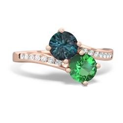 Alexandrite Channel Set Two Stone 14K Rose Gold ring R5303