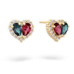 Alexandrite Halo 14K Yellow Gold earrings E7008