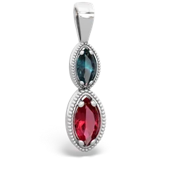 Alexandrite Antique-Style Halo 14K White Gold pendant P5700