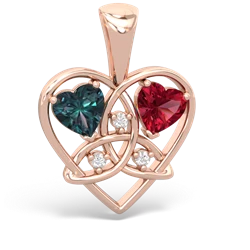 Alexandrite Celtic Trinity Heart 14K Rose Gold pendant P5331